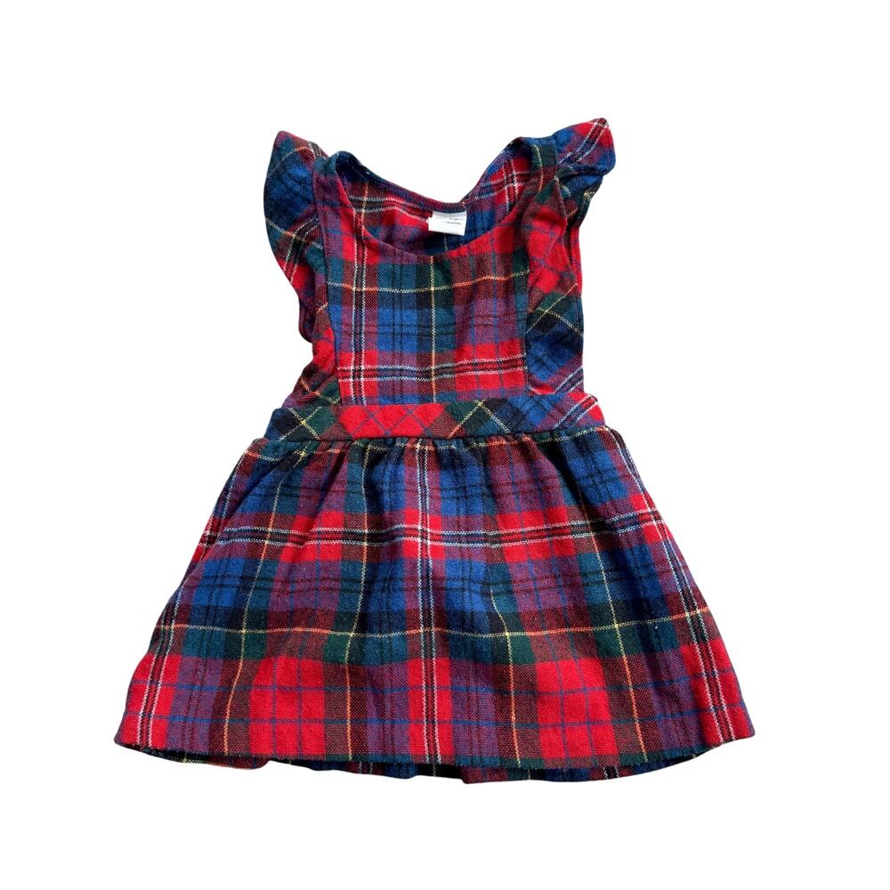 Vtg 1980s Girls Wool Plaid Ruffle Sleeve Dress – Tartan Holiday Party Size 3T